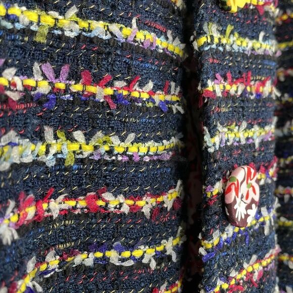 CAbi Coat Headline Topper Belted Women’s 10 Multi-Stripe Lined Thigh Length - Picture 3 of 11